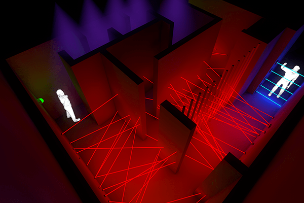 Visualisierung der zweiten Ebene eines Laserspiels