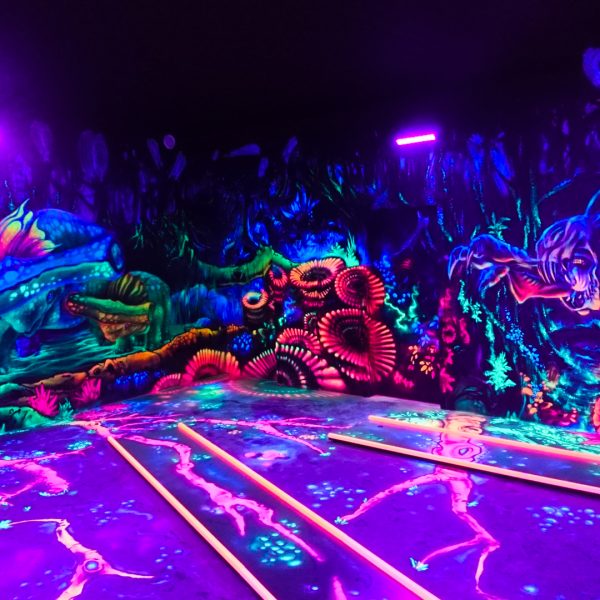 Wanddesign passend zu der Minigolfanlage